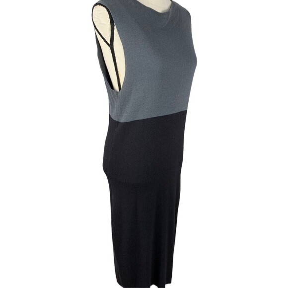 Merona Sweater Dress Women XL Midi Length Shift Block Color Black Gray - Picture 3 of 11